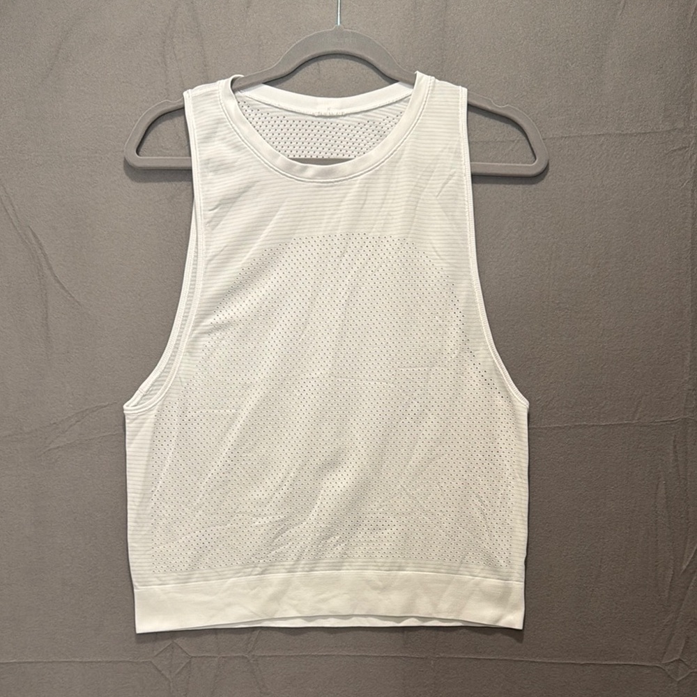 Lululemon Athletica White Sleeveless Crop Muscle Tee